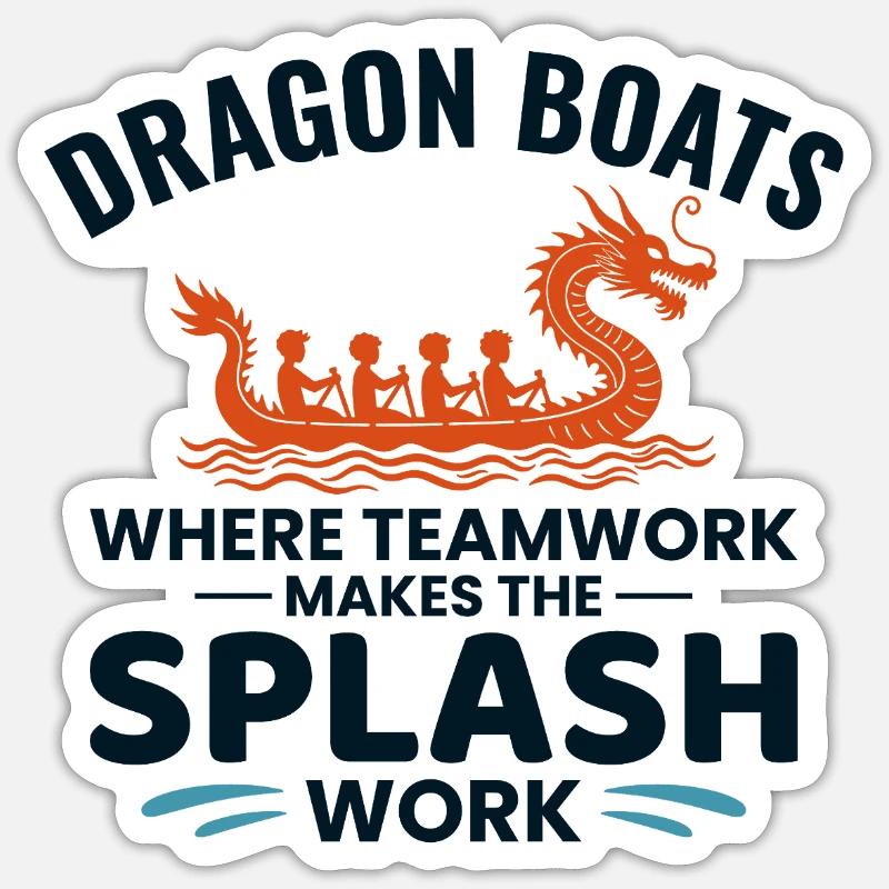 Équipage de course de bateaux-dragons - Sticker taille S (10 x 10 cm) - blanc mat