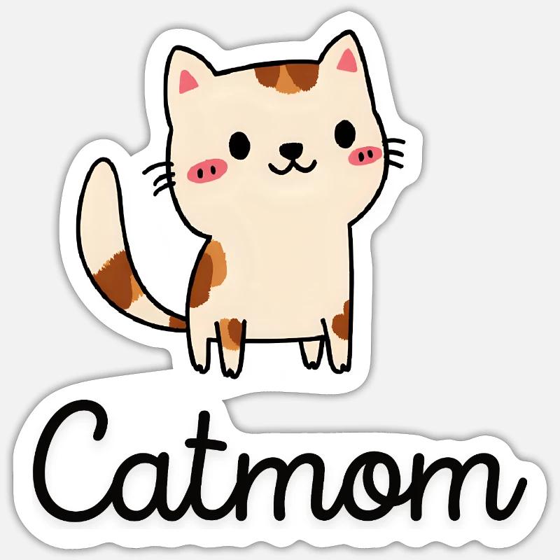 Cute cat design with charm - Sticker size S (10 x 10 cm) - white matte