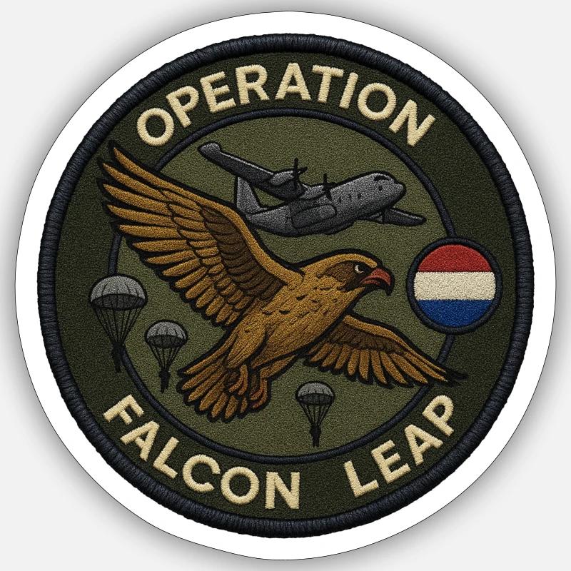 Falcon Leap Operation Patch - Sticker Größe S (10 x 10 cm) - Mattweiß
