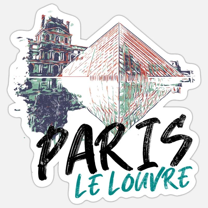 Paris Louvre Icône Architecturale Pyramide  - Sticker taille S (10 x 10 cm) - blanc mat