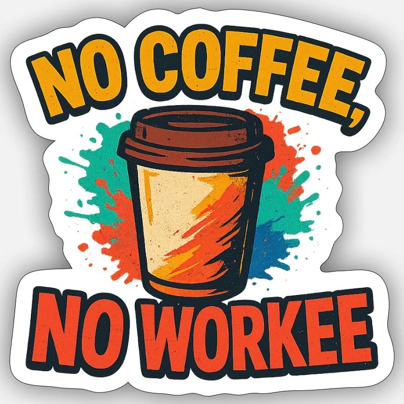 Kaffeepause Protest Illustration Sticker Größe S (10 x 10 cm)
