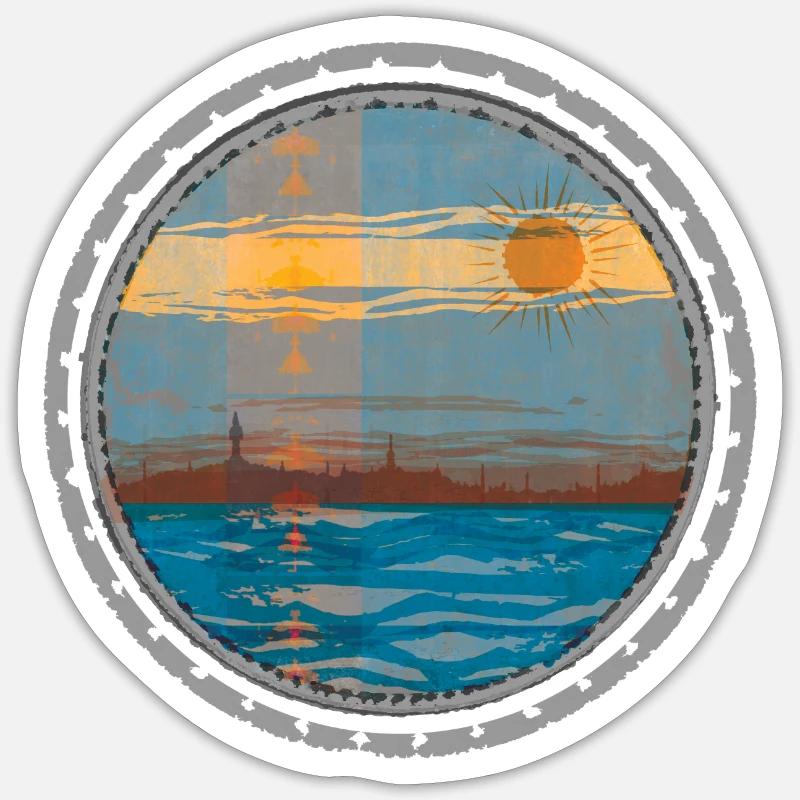 Sunset on the water - Sticker size S (10 x 10 cm) - white matte