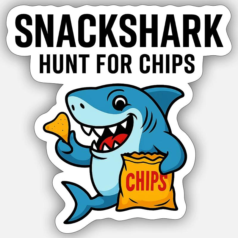 Requin mignon avec des puces Sticker taille S (10 x 10 cm)