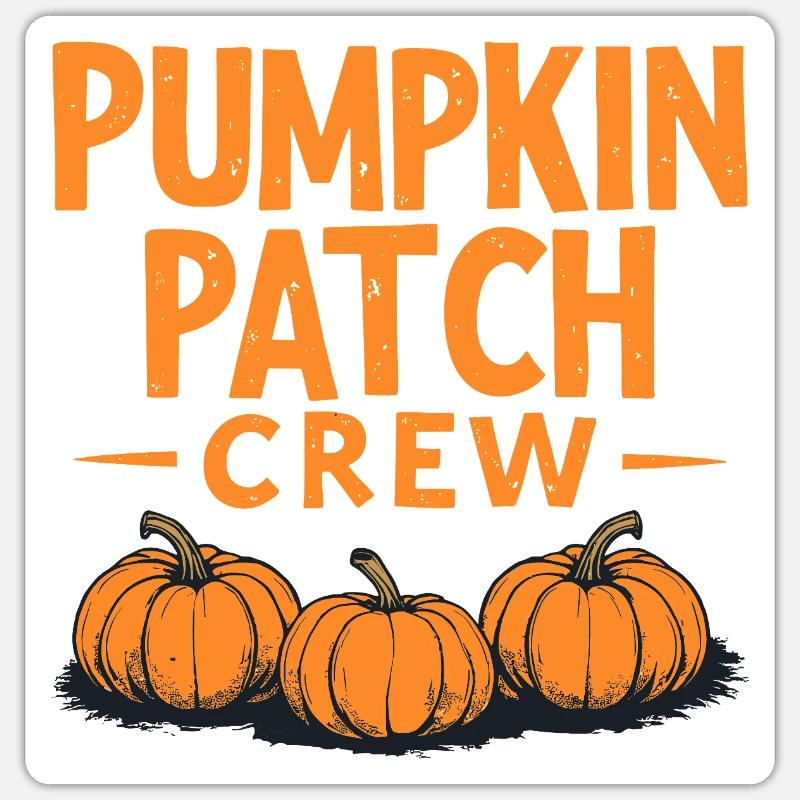 Pumpkin Patch Crew - Kürbis Spruch - Sticker Größe S (10 x 10 cm) - Mattweiß