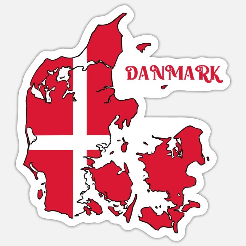 Denmark Map with Flag - Sticker size S (10 x 10 cm) - white matte