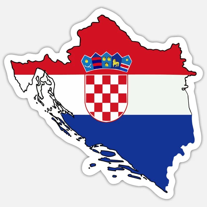 Contour du pays croate avec drapeau - Sticker taille S (10 x 10 cm) - blanc mat