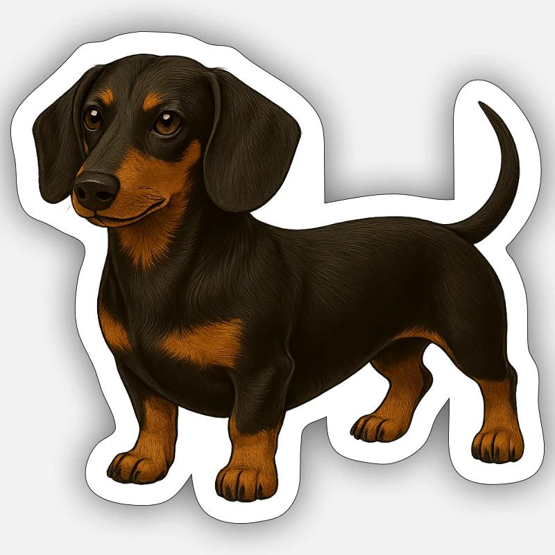 Teckel - Sticker taille S (10 x 10 cm) - blanc mat