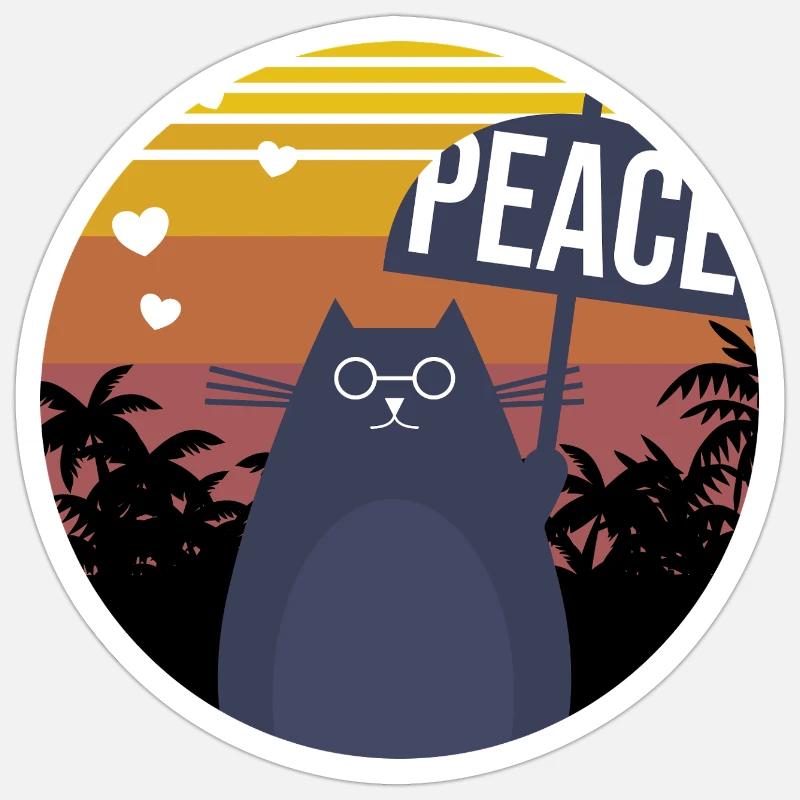 Cat Peace - Sticker size S (10 x 10 cm) - white matte