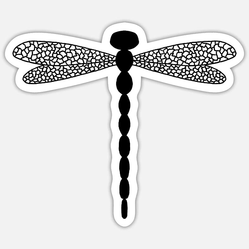 Libellule complexe - Sticker taille S (10 x 10 cm) - blanc mat