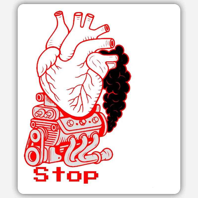 Traffic message Heart Attack - Sticker size S (10 x 10 cm) - white matte