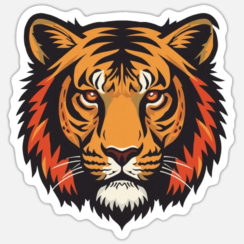 Expressive tiger head impression - Sticker size S (10 x 10 cm) - white matte