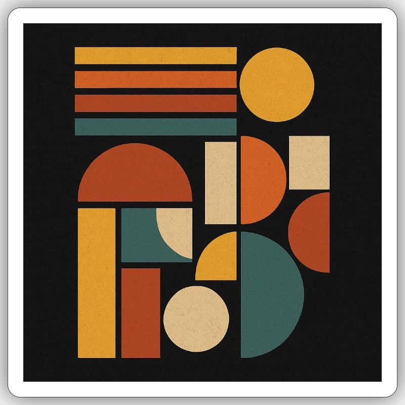 Geometrische Farbformen Retro - Sticker Größe S (10 x 10 cm) - Mattweiß
