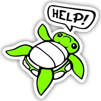 Schildkröte Rücken umgekippt hilflos Seite Help - Sticker Größe S (10 x 10 cm) - Mattweiß - Vorne