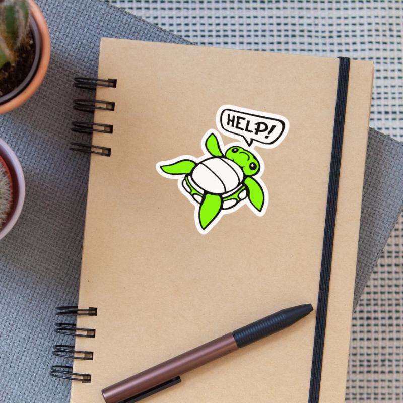 Turtle Back Tilted Over Helpless Side Help Sticker size S (10 x 10 cm)