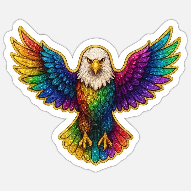 Rainbow Eagle Wing Art Sticker size S (10 x 10 cm)