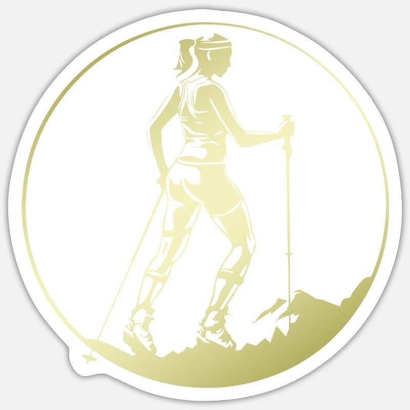 Silhouette de marche nordique - Sticker taille S (10 x 10 cm) - blanc mat