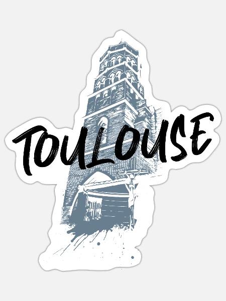 Illustration monochrom Toulouse Saint-Nicolas - Sticker Größe S (10 x 10 cm) - Mattweiß