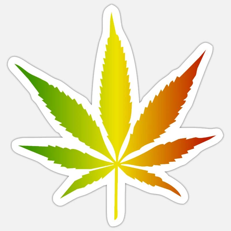 Rasta Gradient Cannabisblatt Sticker Größe S (10 x 10 cm)