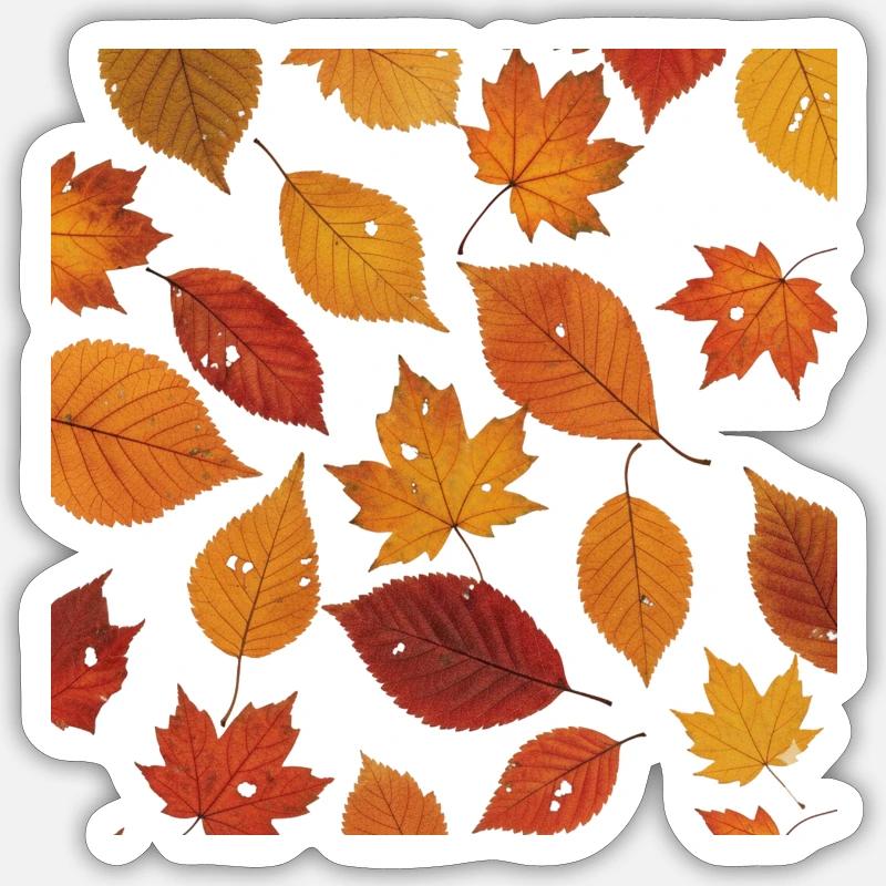 Autumn Leaf Pattern - Sticker size S (10 x 10 cm) - white matte