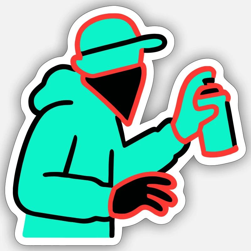 Neon Graffiti Sprayer - Sticker Größe S (10 x 10 cm) - Mattweiß