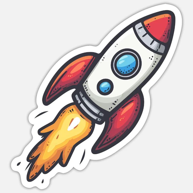 Cartoon Rocket Lightning Force - Sticker size S (10 x 10 cm) - white matte
