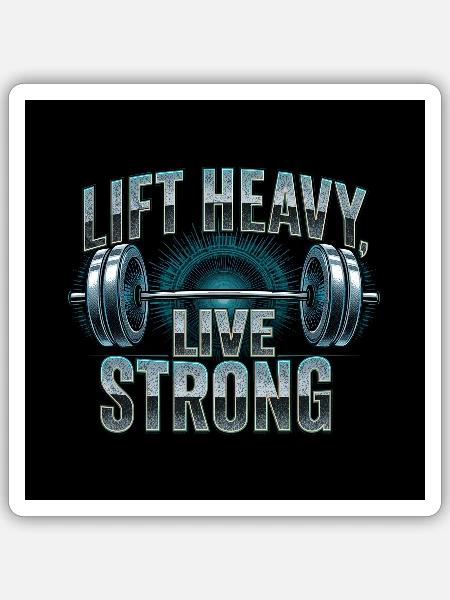 Lift Heavy Live Strong Barbell - Sticker Größe S (10 x 10 cm) - Mattweiß