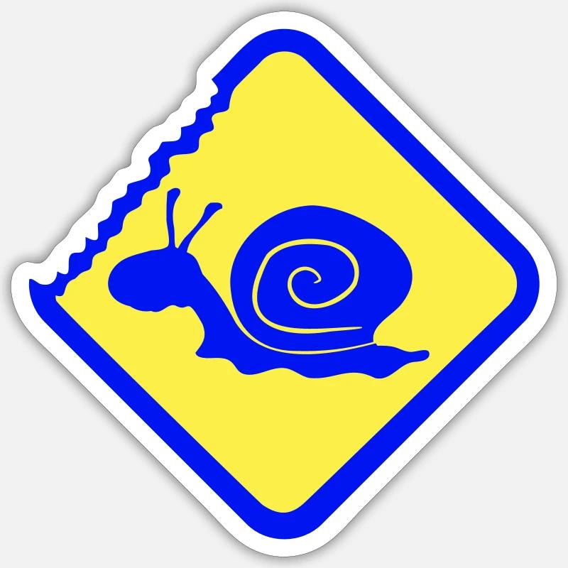 Snail Warning Caution Danger Sign - Sticker size S (10 x 10 cm) - white matte