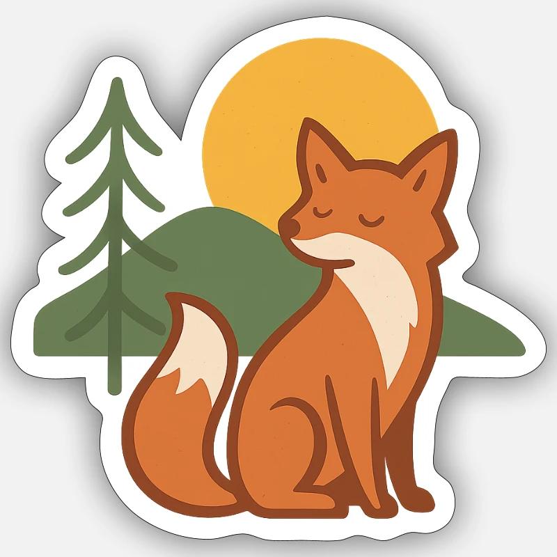 Forest fox at sunset - Sticker size S (10 x 10 cm) - white matte