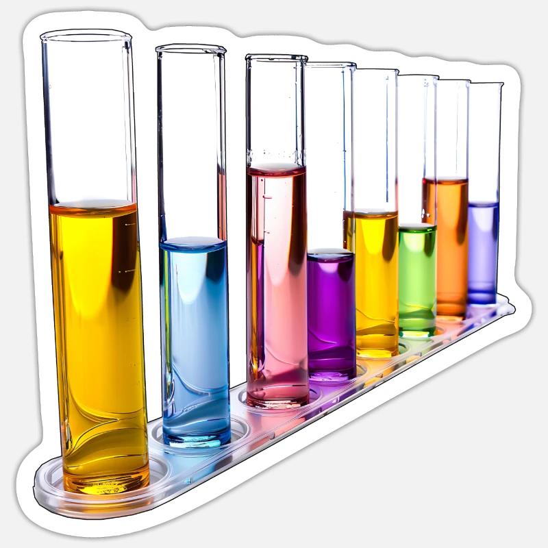 Rainbow Test Tubes Pattern - Sticker size S (10 x 10 cm) - white matte