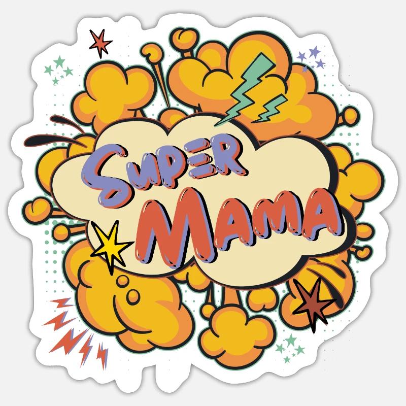 Super Mom Comic Explosion Sticker size S (10 x 10 cm)