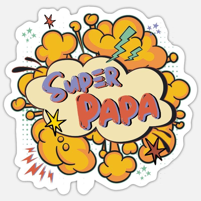 Super Dad Comic Explosion - Sticker size S (10 x 10 cm) - white matte