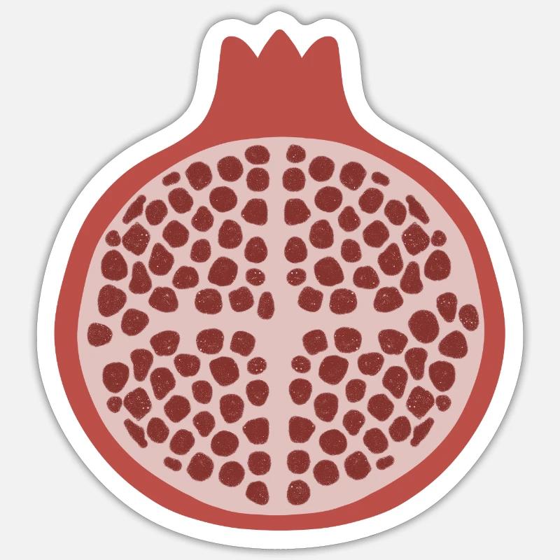 Granatapfel-Hälfte - Sticker Größe S (10 x 10 cm) - Mattweiß