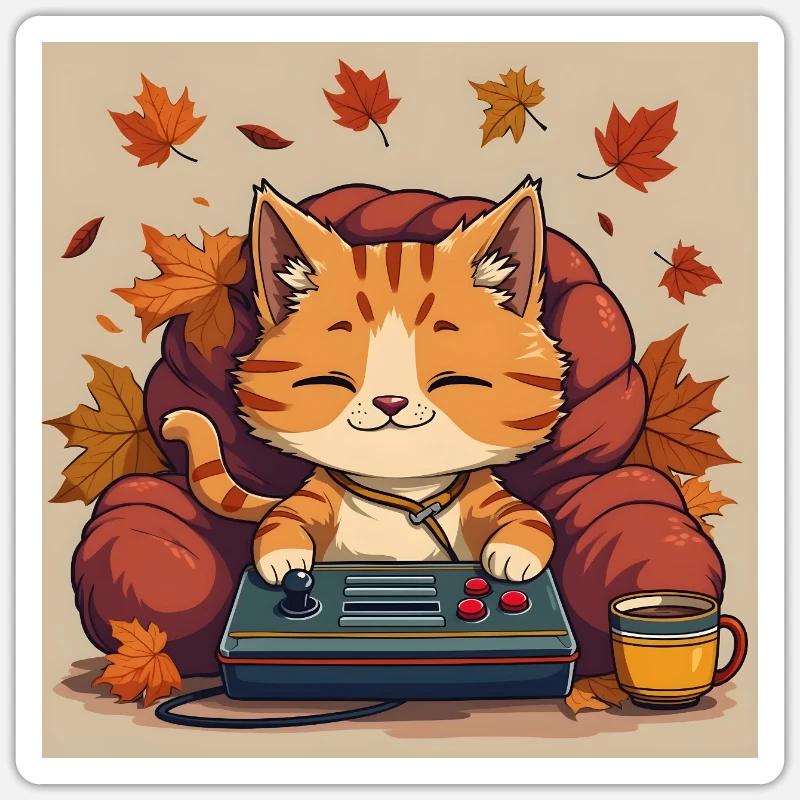 Chat de jeu - Sticker taille S (10 x 10 cm) - blanc mat