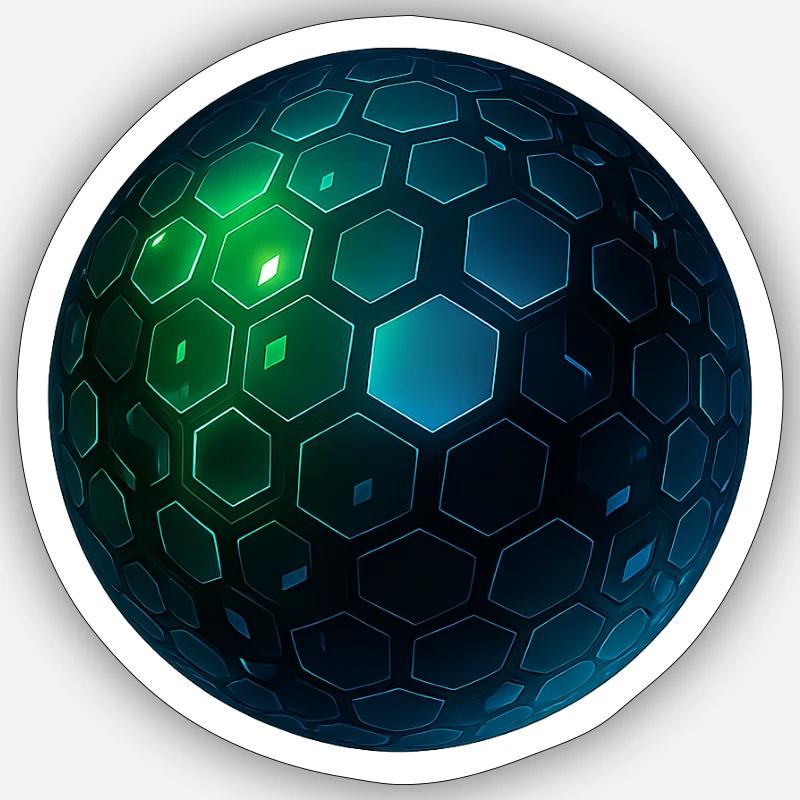 Neon Hexagon Sphere - Sticker size S (10 x 10 cm) - white matte