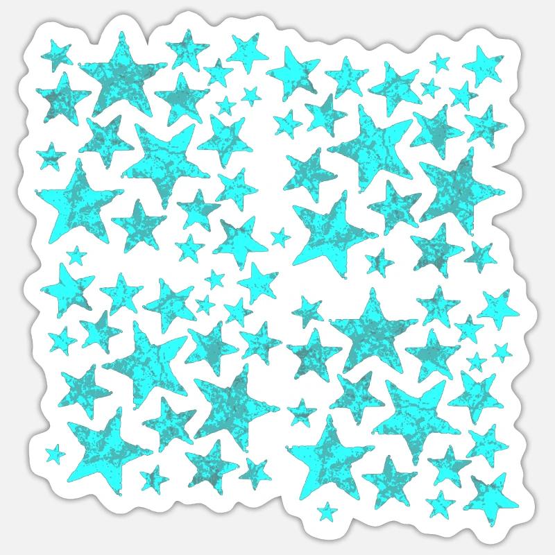 Turquoise Star Pattern - Sticker size S (10 x 10 cm) - white matte