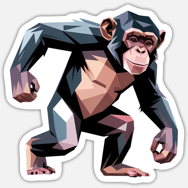 Monkey - Cool Low Poly Logo Sticker size S (10 x 10 cm)