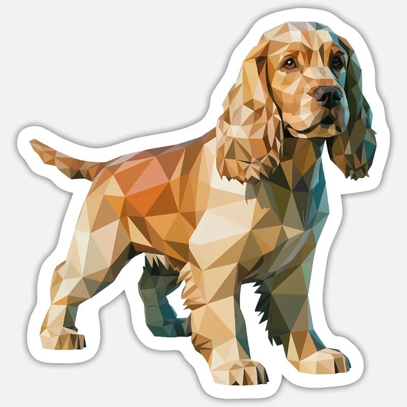 Cocker Spaniel - Cool Low Poly Logo Sticker taille S (10 x 10 cm)