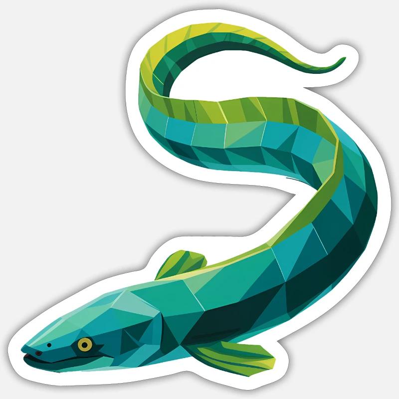 Eel - Cool Low Poly Logo - Sticker size S (10 x 10 cm) - white matte