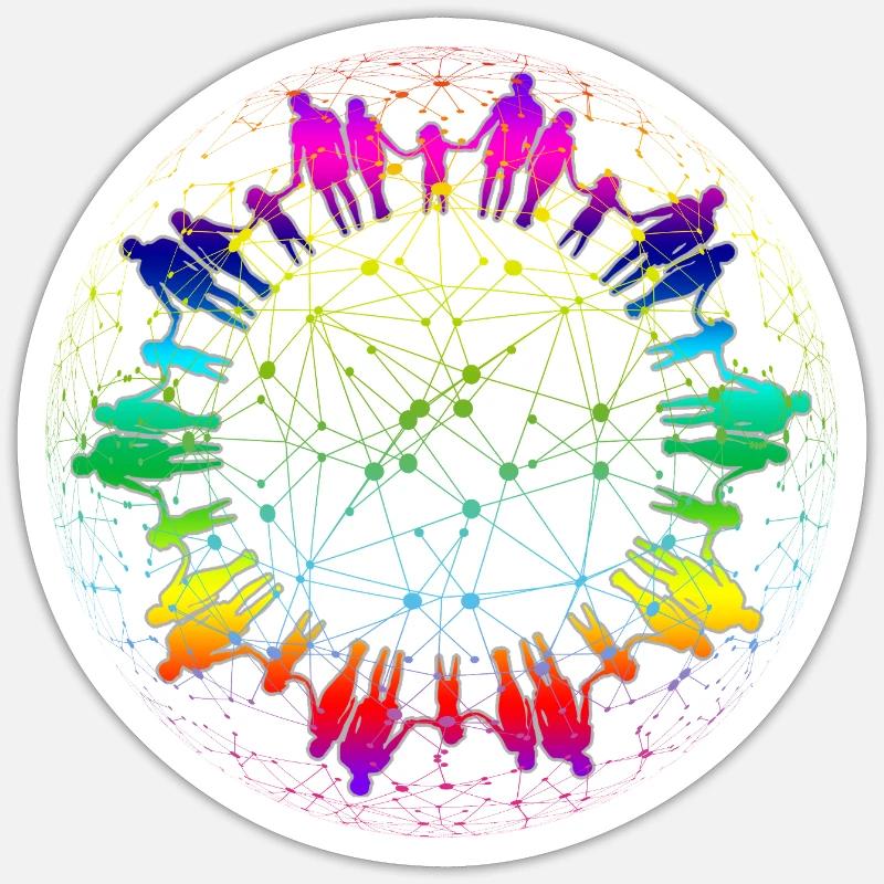 Rainbow Net de la communauté - Sticker taille S (10 x 10 cm) - blanc mat