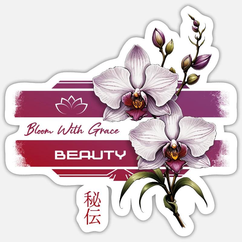 Orchidée fleurir avec grâce Sticker taille S (10 x 10 cm)