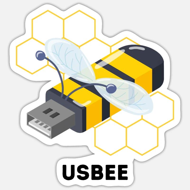 USBEE - Cute USB Bee Pun Sticker size S (10 x 10 cm)