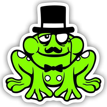 Mr Frosch Sir Herr reich Monokel Brille Zylinder - Sticker Größe S (10 x 10 cm) - Mattweiß - Vorne