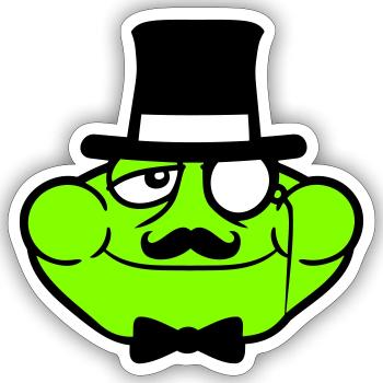 Mr Frog Sir Mr. Rich Monocle Glasses Top Hat - Sticker size S (10 x 10 cm) - white matte - Front