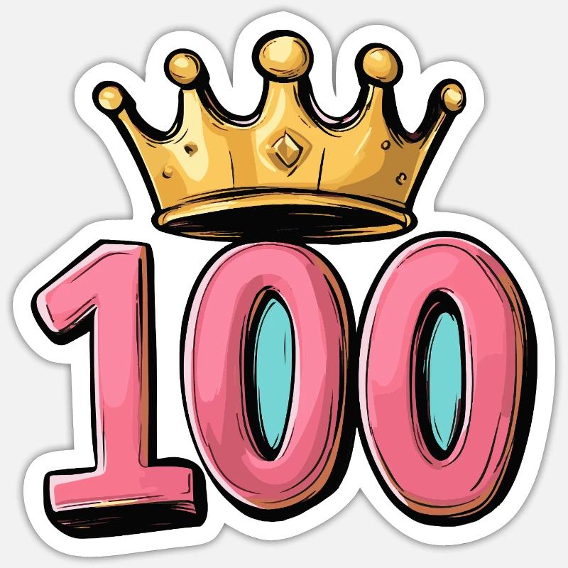 Couronne à 100 chiffres - Sticker taille S (10 x 10 cm) - blanc mat