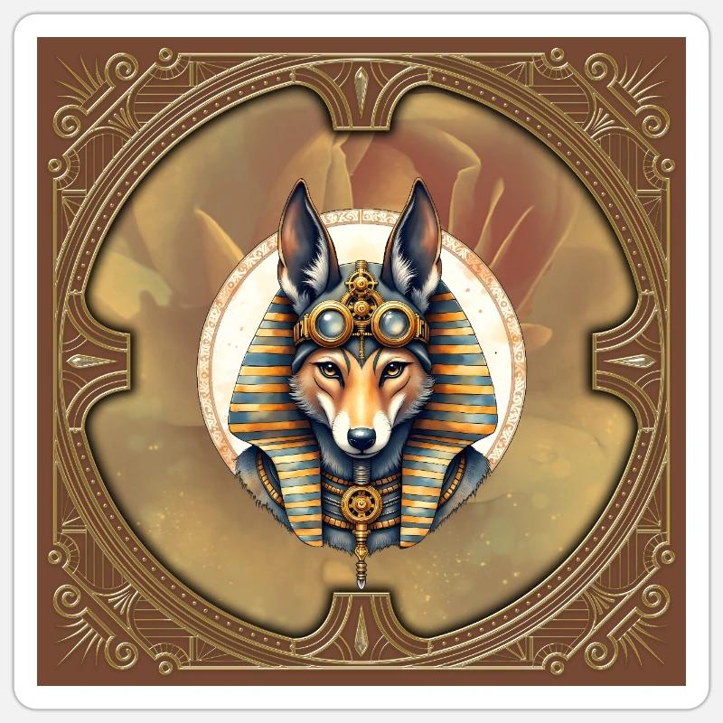 Steampunk Pharao Fuchs - Sticker Größe S (10 x 10 cm) - Mattweiß