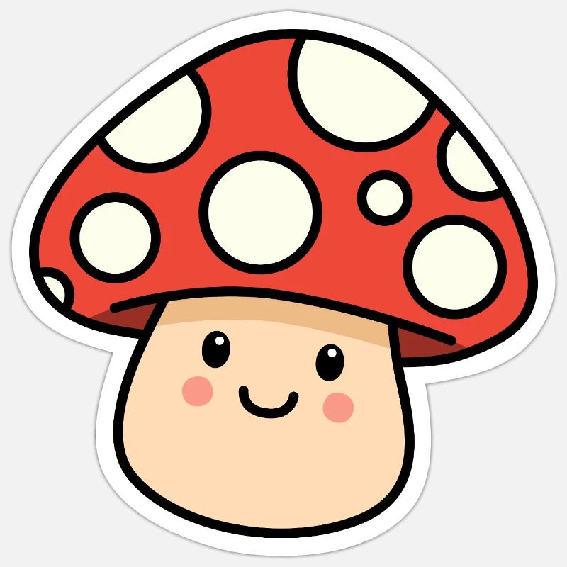 Kawaii Toadstool – Cheerful Mushroom - Sticker size S (10 x 10 cm) - white matte