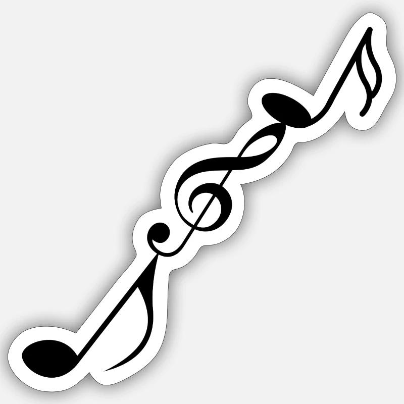 Notes de musique - Sticker taille S (10 x 10 cm) - blanc mat
