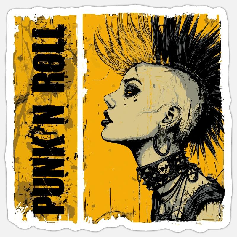 Punk'n Roll Mädchen  - Sticker Größe S (10 x 10 cm) - Mattweiß