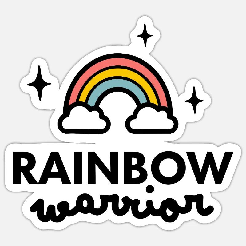 Regenbogen-Krieger-Logo - Sticker Größe S (10 x 10 cm) - Mattweiß