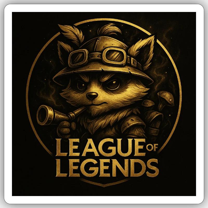 Teemo en Or - Sticker taille S (10 x 10 cm) - blanc mat